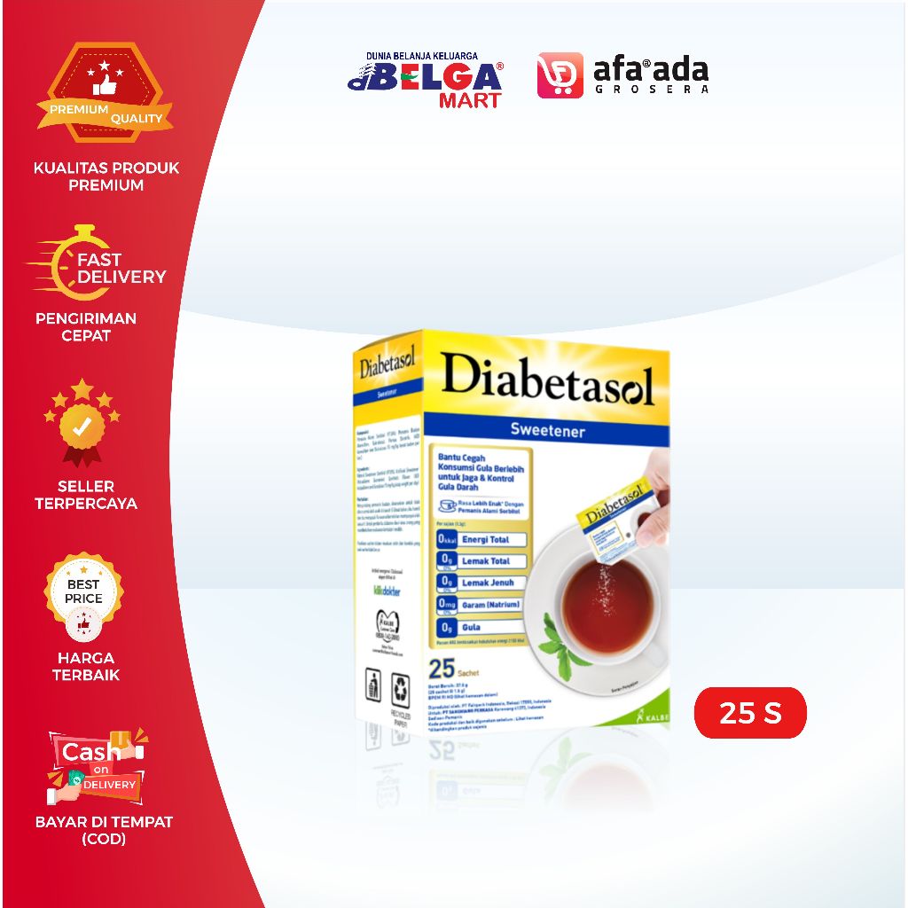 

Diabetasol Sweetener | Kemasan 25/50/100 saset