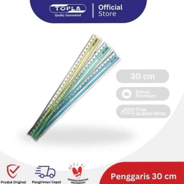 

Topla Penggaris Korea 30cm plastik ruler kuat garisan murah awet perlengkapan sekolah