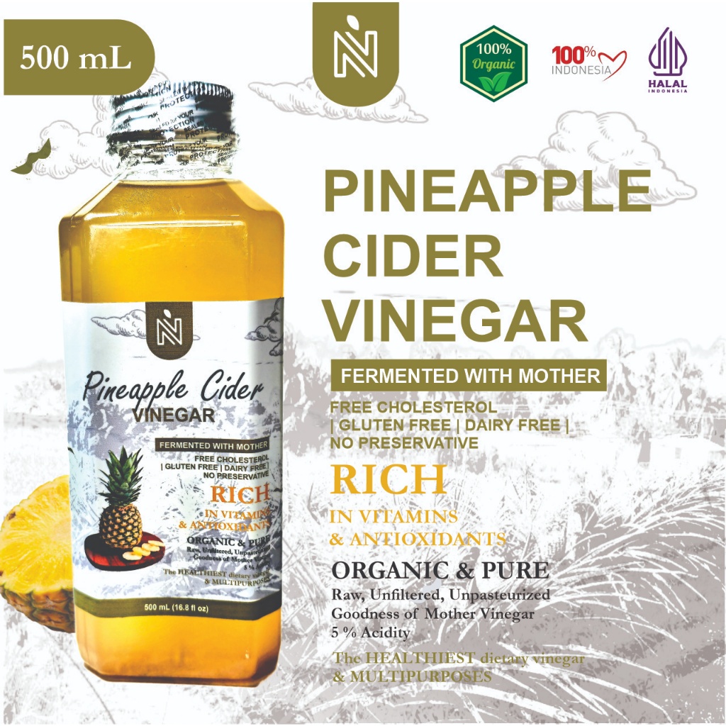 

BENUTRIVA Cuka Nanas Fermentasi 500ml with Mother Endapan / Pineapple Cider Vinegar 500 ml Bragg with Mother