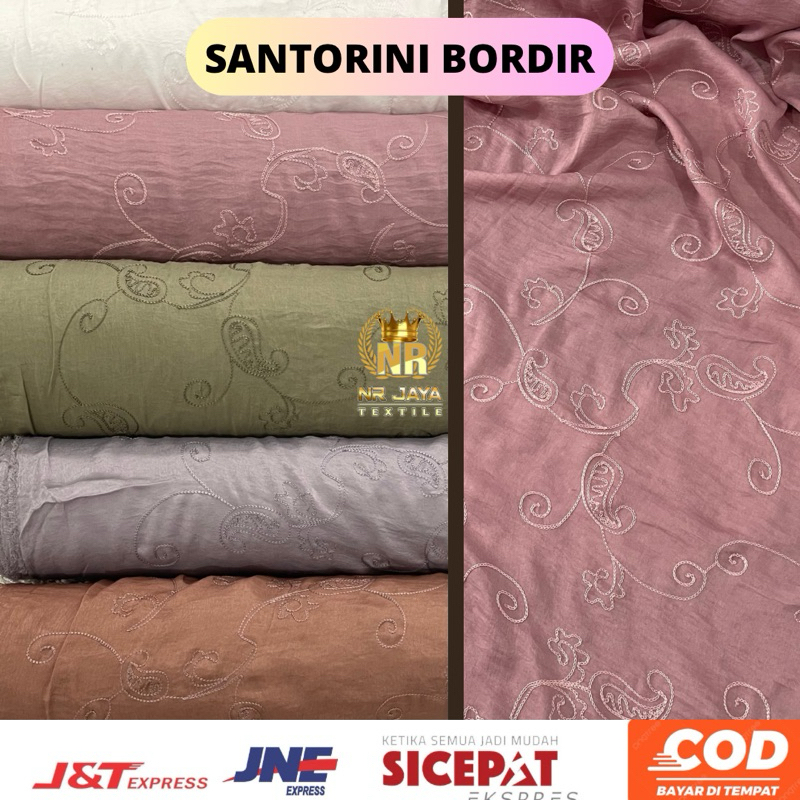 kain santorini silk bordir/santorini card bahan silk