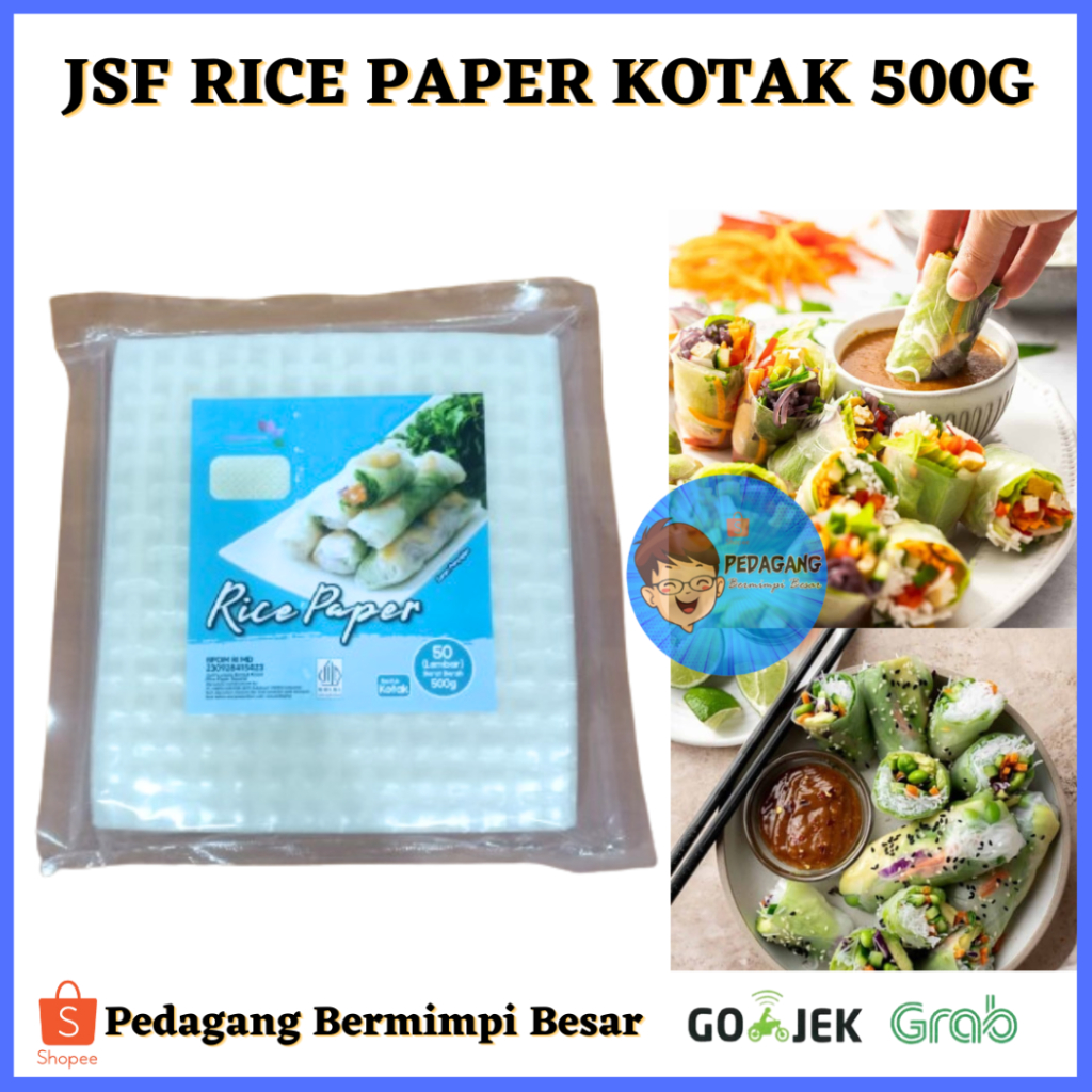 

JSF RICE PAPER KOTAK 500G/ Rice Paper Vietnam Kulit Lumpia 500g Kotak isi 50 Lembar / BANH TRANG KOTAK / JSF RIC PAPER KOTAK