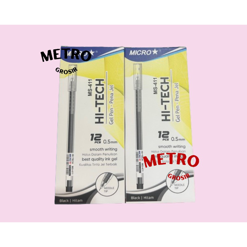 

Micro Star Hi-Tech- Pulpen Gel - Pena Gel Hitam - Harga 12 Pcs/ Kotak