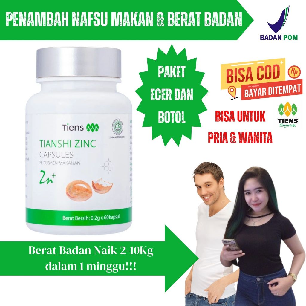 GRATIS ONGKIR (COD) ZINC TIENS ECER SUPLEMEN PENAMBAH BERAT BADAN-SUPLEMEN PENGGEMUK BADAN DEWASA