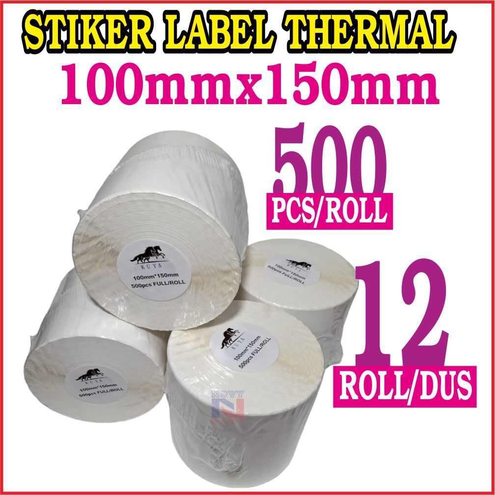 

PROMO HARGA SPESIAL 12 pcs/roll STIKER THERMAL / STIKER LABEL BARCODE / RESI 100X150MM ISI 500/ROLL