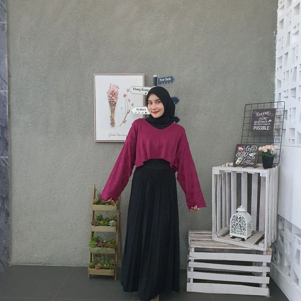 NOUSKA - SADIE Atasan Rajut Korea Crop Top Oversize Kekinian Korean Style