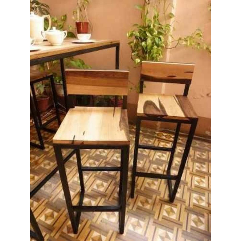 Bar Stool Sandaran / Kursi Bar / Kursi Cafe Minimalis / Kursi Tinggi 75cm