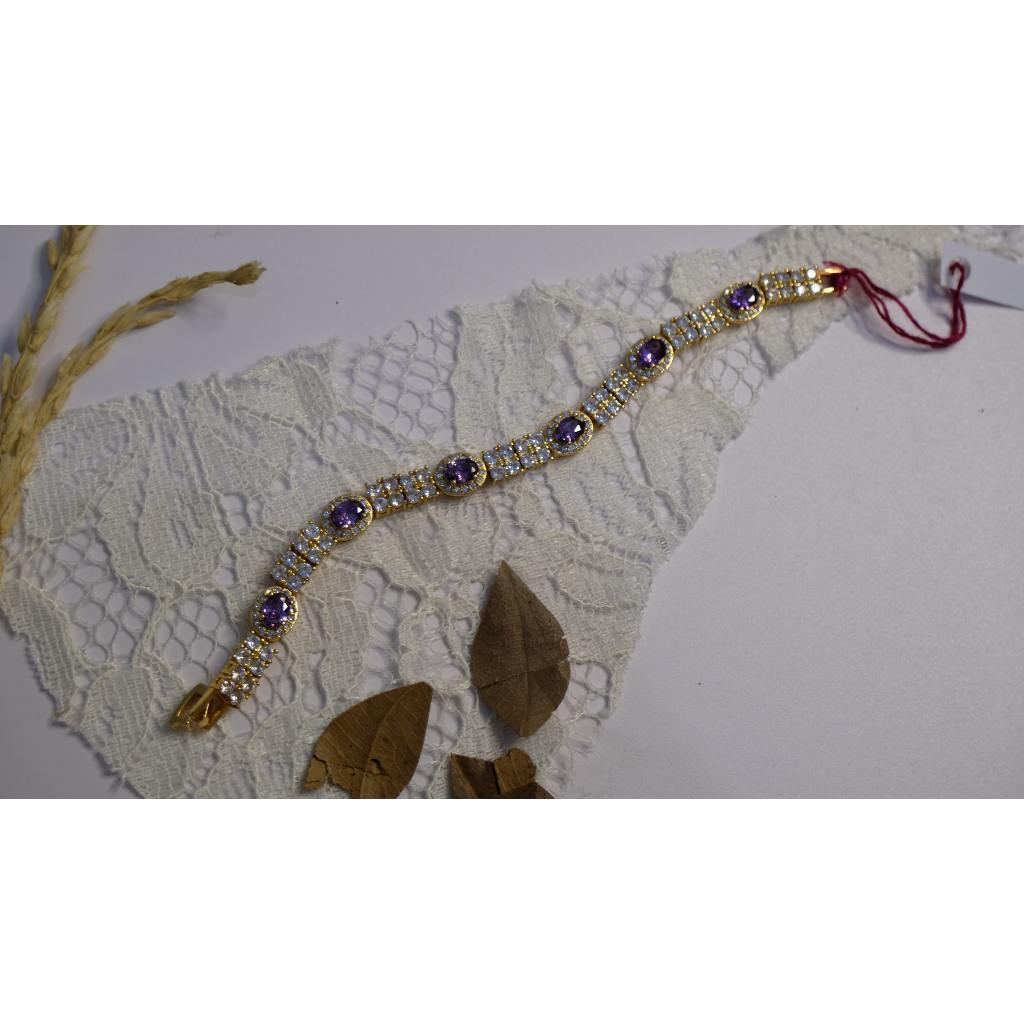 Gelang Tangan Wanita Rantai Full Mata Putih Ungu Titanium Anti Karat