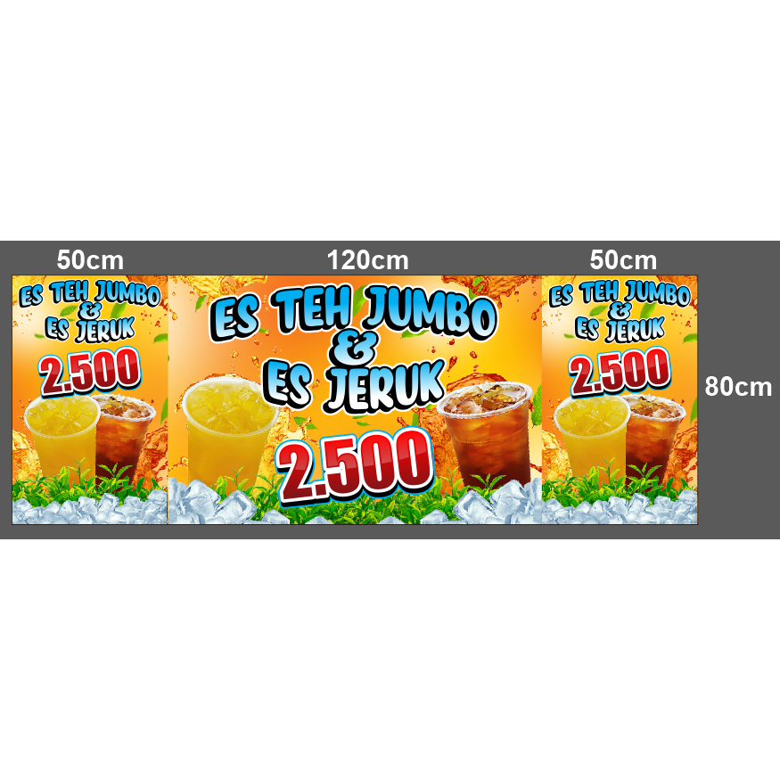 banner booth es teh es jeruk ukuran 220cm x 80cm