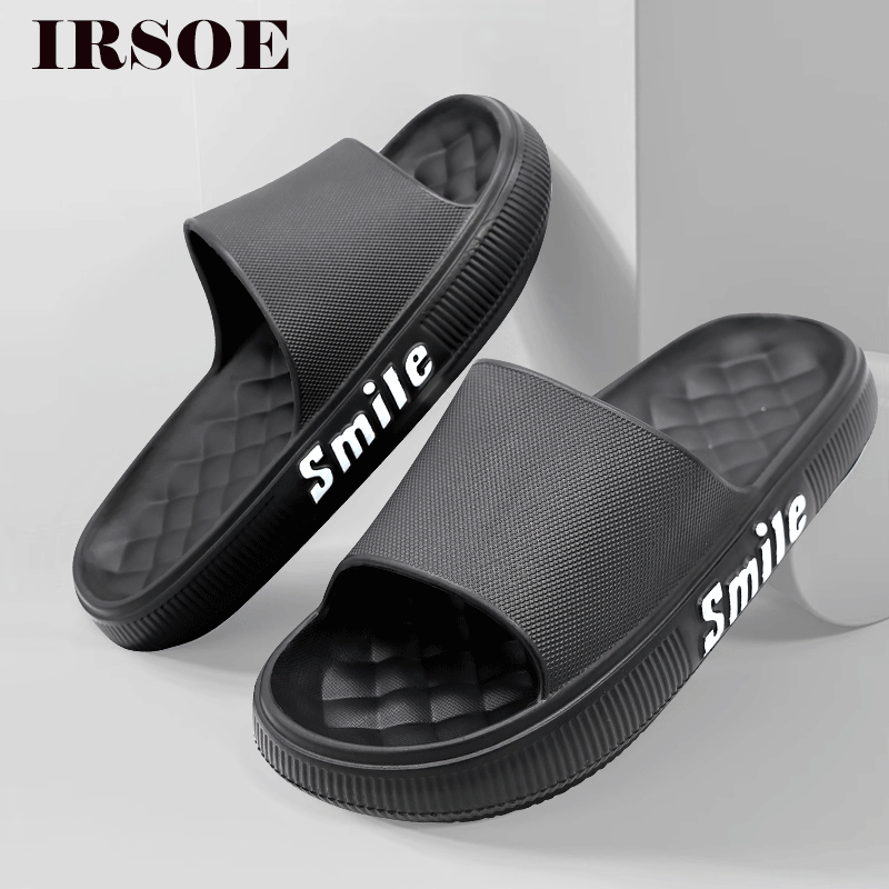 IRSOE Slide Sandal Pria Slip On Slop Sandal Platform Rumah Sandal Non-slip Eksternal Casual Kekinian