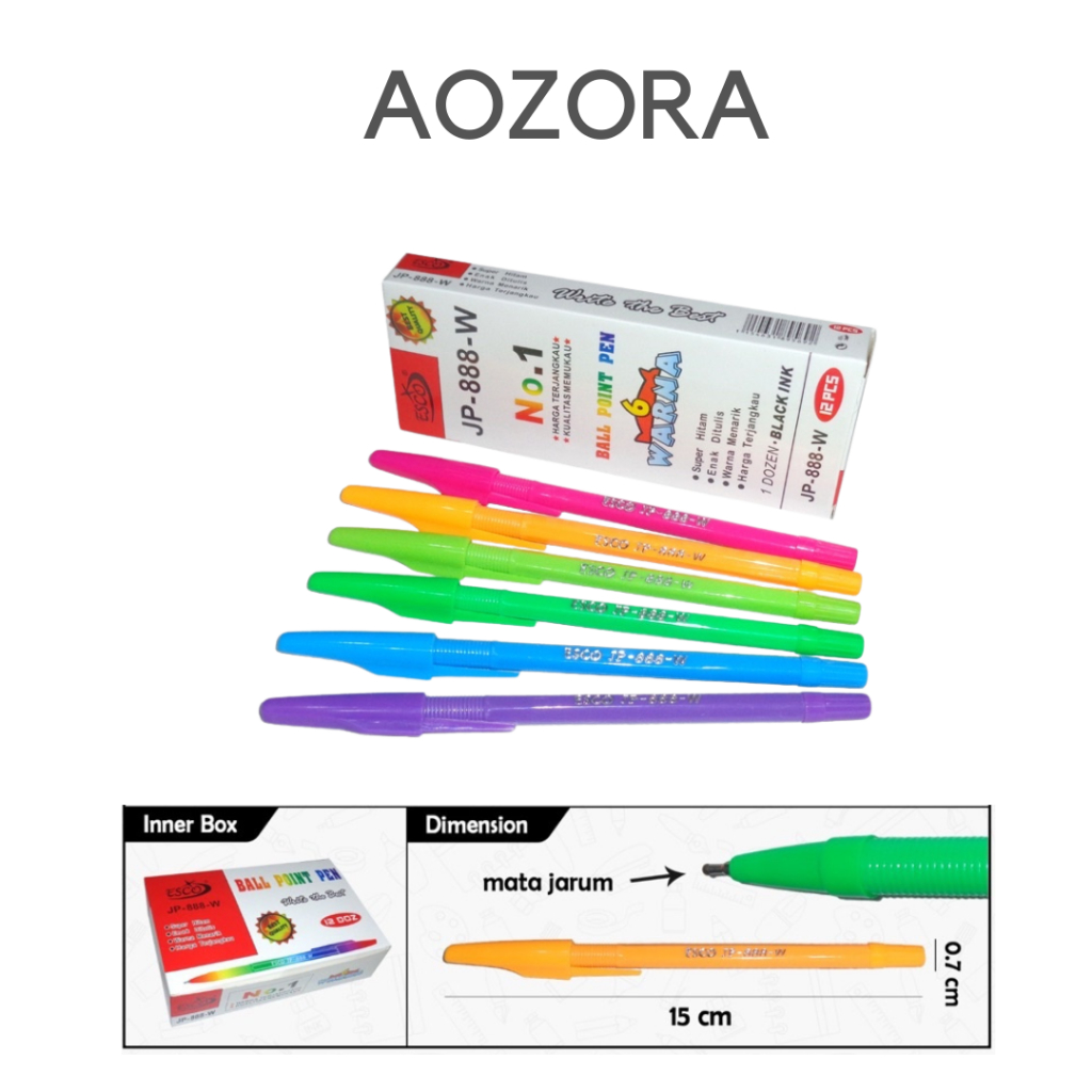 

[ Aozora ] Pena Ballpoint Pulpen Warna Warni 1pack isi 12
