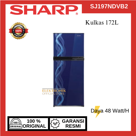 Sharp Kulkas 2 Pintu SJ197NDVB2/P2 Lemari Es 172 Liter/SJ-197NDVB2/SJ 197NDVB2/SHARP KULKAS 2 PINTU/