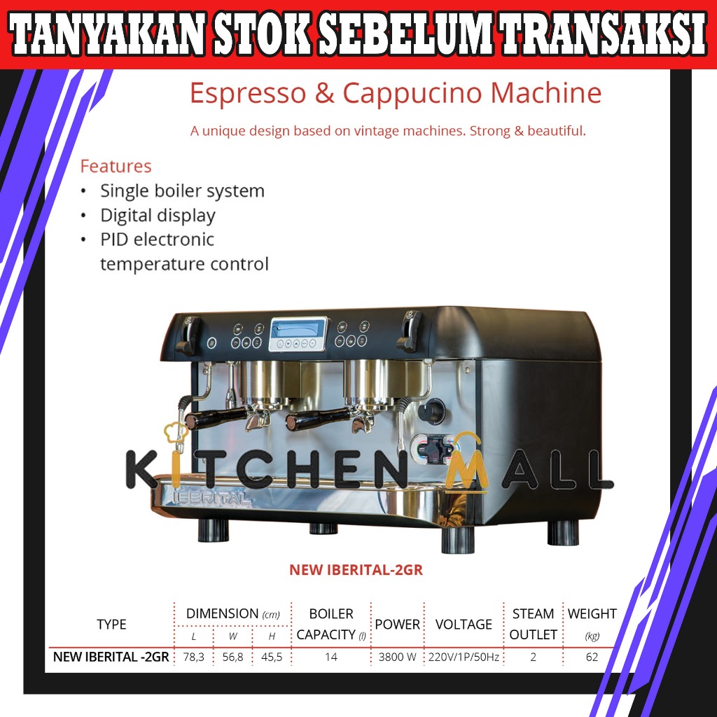 GETRA NEW IBERITAL-2GR ESPRESSO & CAPPUCINO MACHINE MESIN KOPI SEMI AUTO