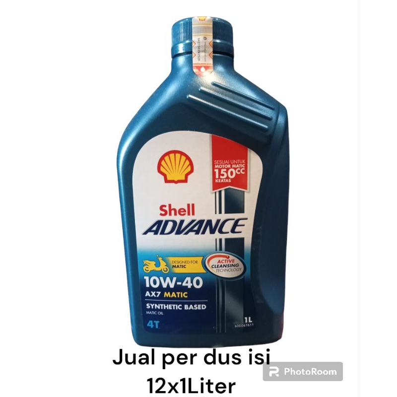 OLI MESIN SHELL ADVANCE AX7 MATIC 1LITER SAE 10W-40 SYNTHETIC BASED ( ASLI ) JUAL PER DUS ISI 12X1LI