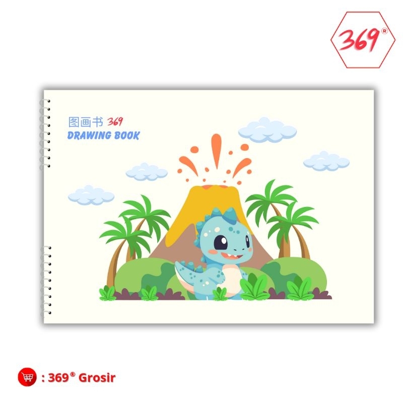 

369 - Drawing Book / Buku Gambar A4 Anak - Spiral - BESAR - 10 Lembar - Blue Dino