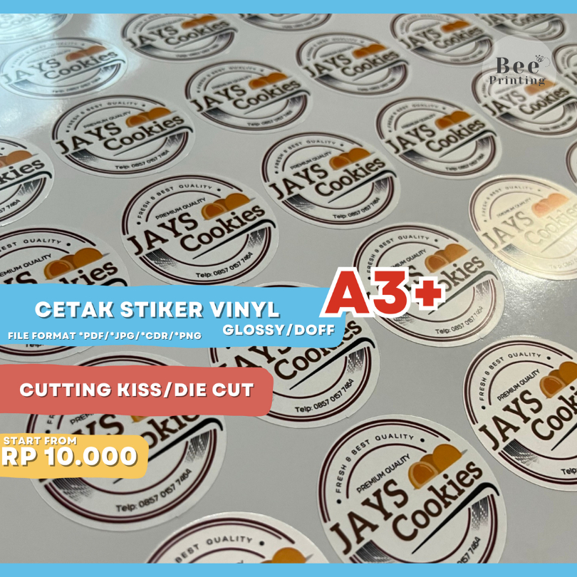 

Cetak Stiker Label Vinyl Glossy / Doff A3+ | Stiker Label Kemasan