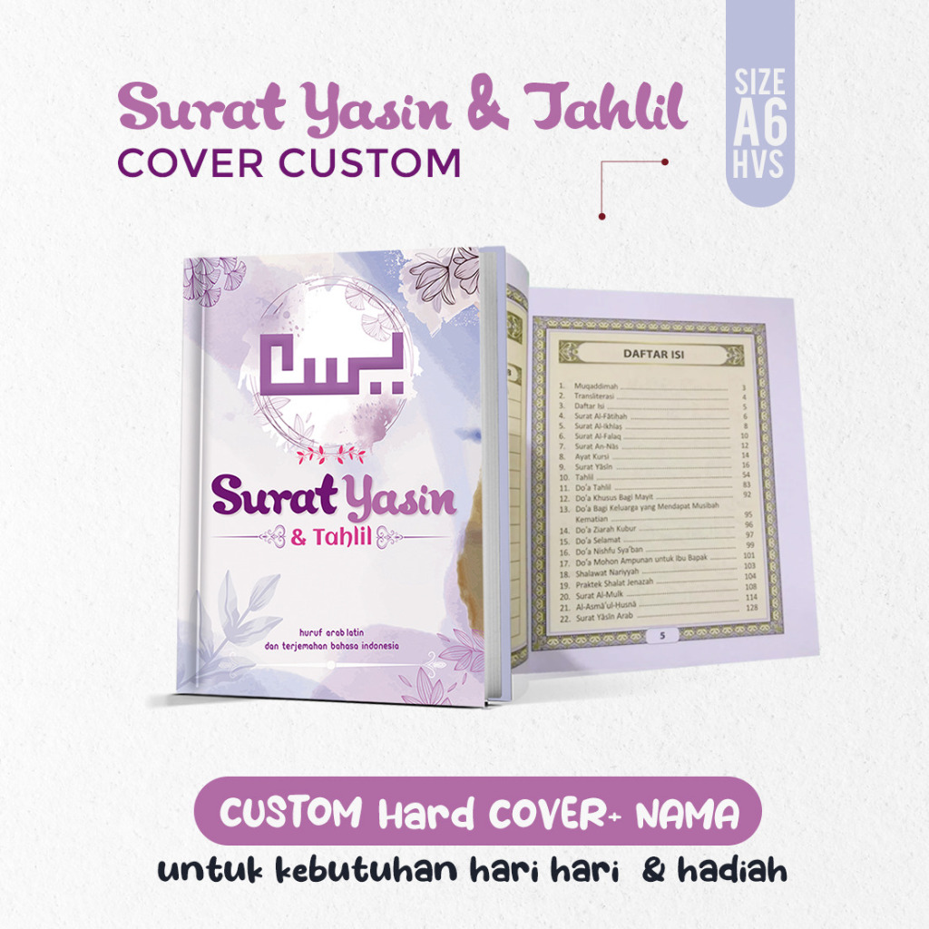 RD Buku Surat Yasin Tahlil & Doa + Custom Soft Cover - Nama , Untuk Kebutuhan sehari-Hari dan Ziarah