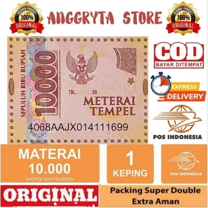 

MATERAI TEMPEL 10000 SEPULUH RIBU ASLI ORIGINAL
