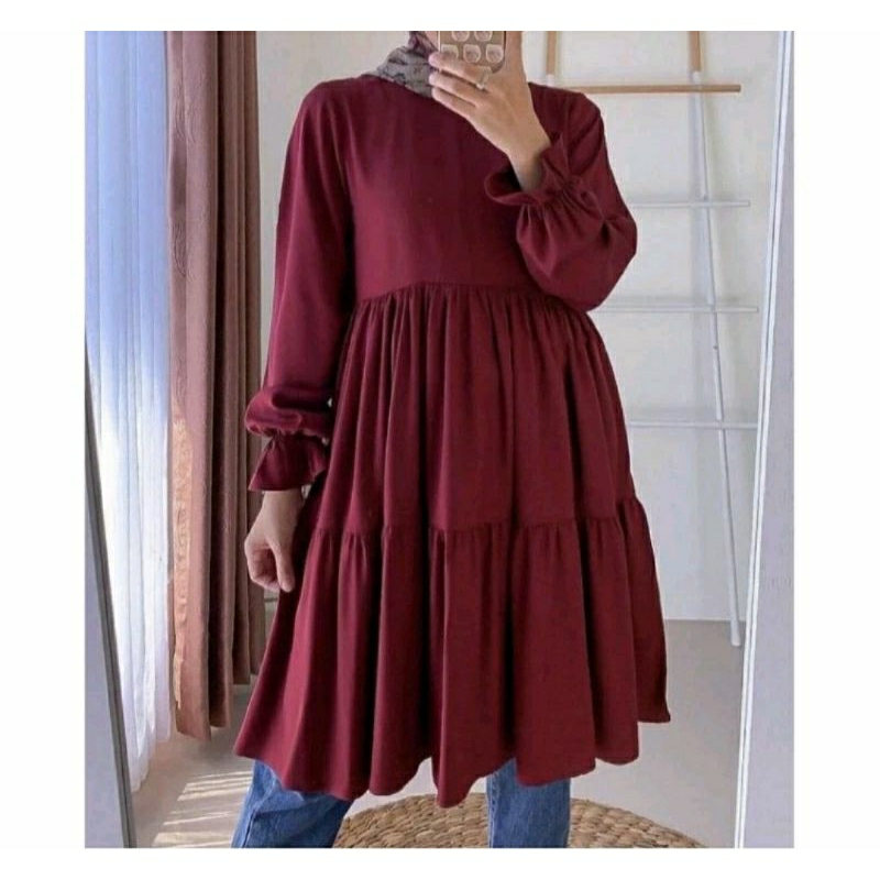 tunik ruffle / tunik ruffle dua susun busui