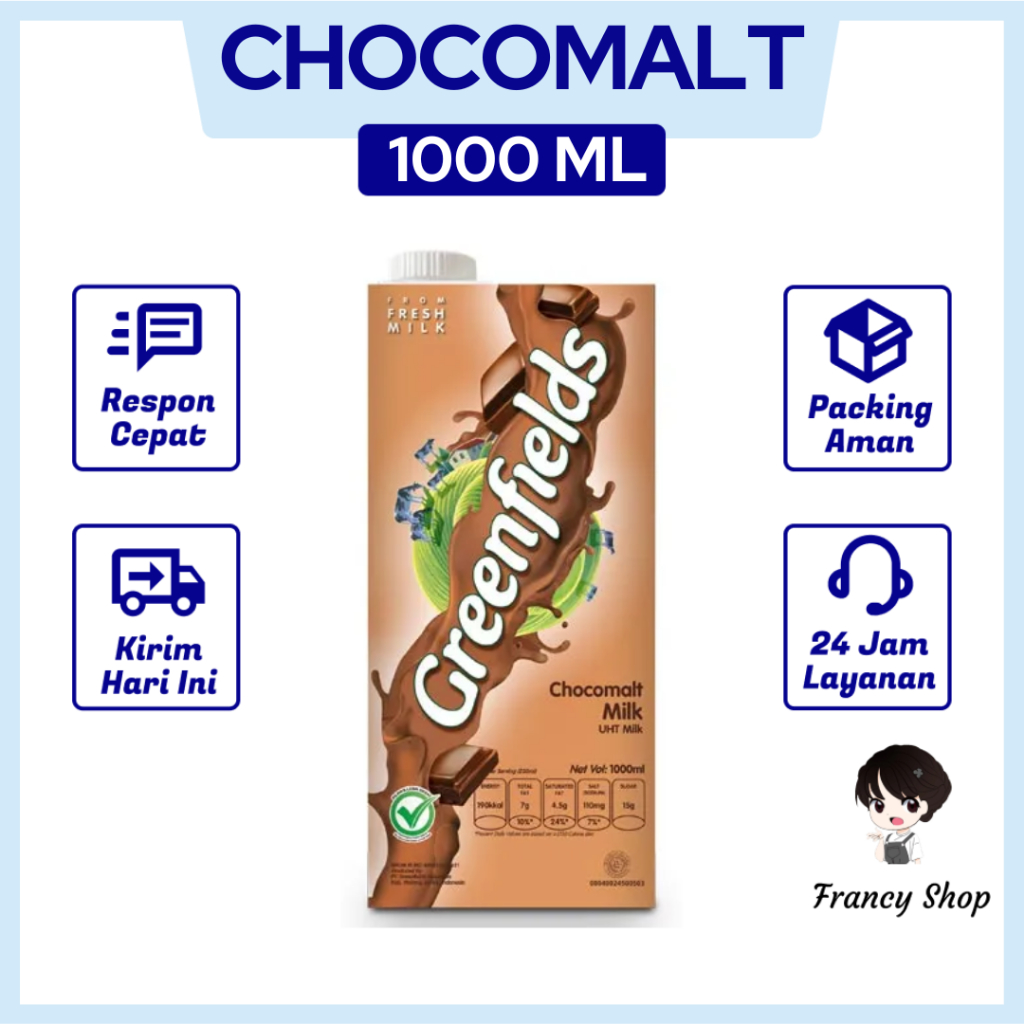 

Greenfields Susu UHT Chocomalt Rasa Coklat 1000 ml 1 L