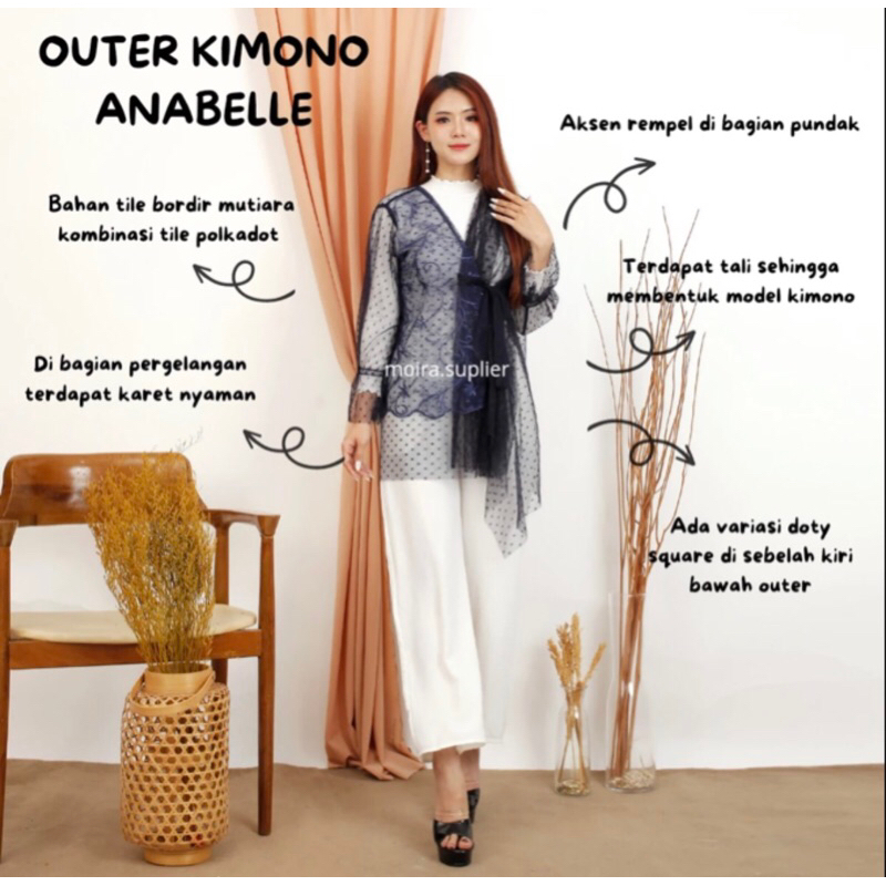 [New] Outer Kimono Anabelle Atasan Kebaya Outer Brukat Warna Hitam