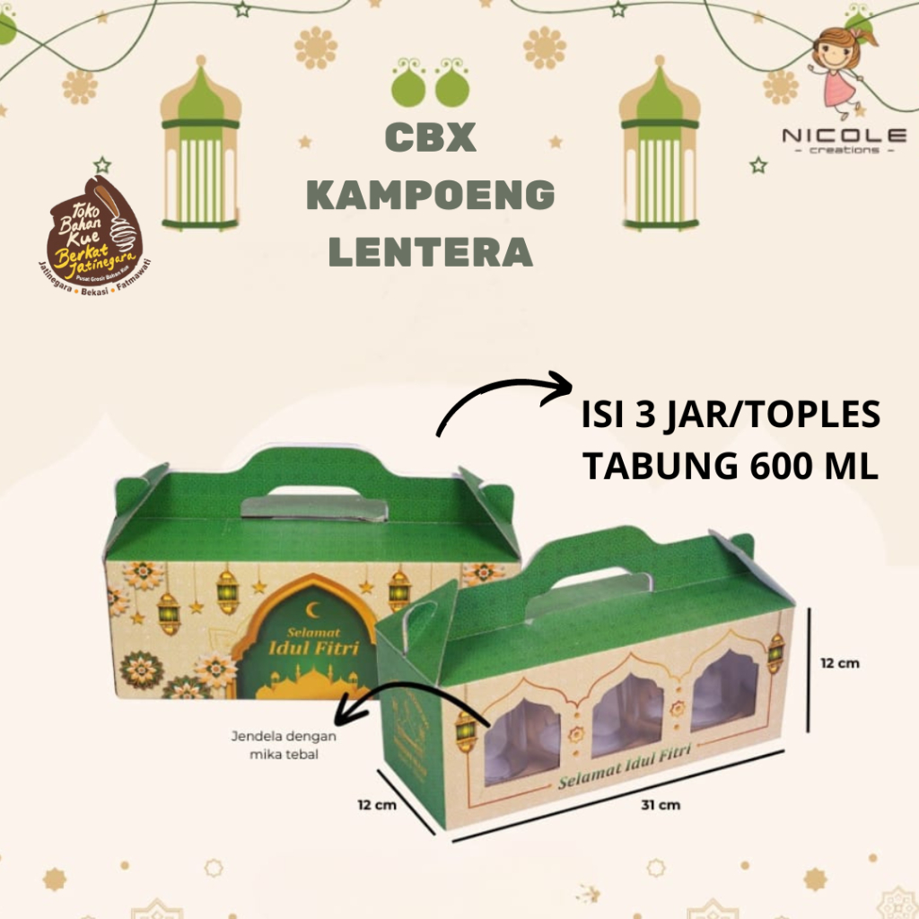 

BOX LEBARAN 08 CBX KAMPOENG FITRI (GREEN) / PCS / DUS LEBARAN