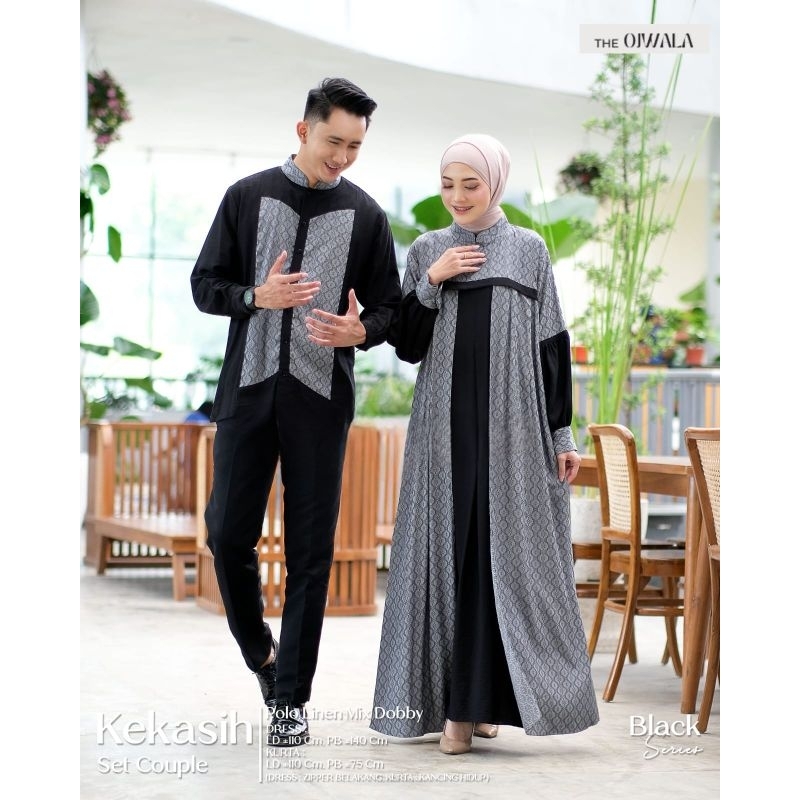 Kekasih Set Couple - Setelan Set Pasangan Couple Dress / Gamis dan Kemeja Lengan Panjang - Bahan Pol