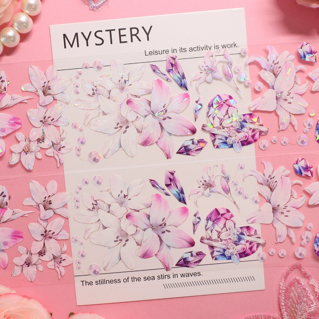 

(kiricart) ALICE TEA PARTY studio flowers PET stiker tape DIY Journal Scrapbook