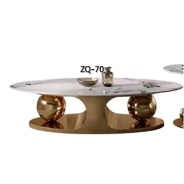 Meja Tamu Stainless Gold Top Table Granite ZQ 70