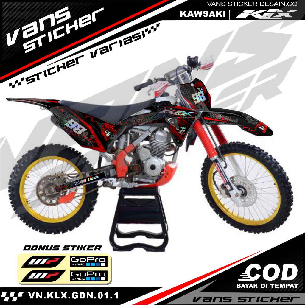 Stiker KLX Gordon- Stiker Lis Variasi Motor KLX Gordon Hologram Pelangi,Chrome