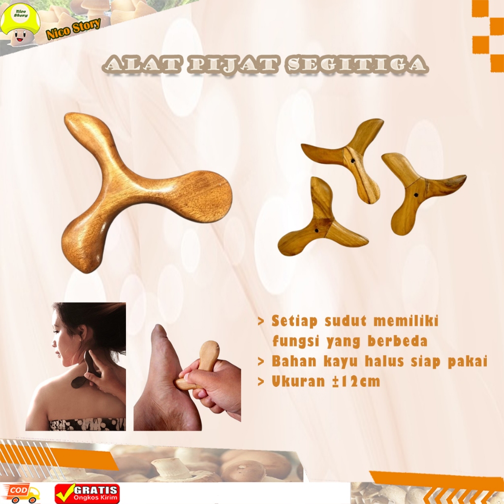 (NCS)  Alat Pijat Kayu Segitiga kerokan Kaki Tiga Pijit Pijet Telapak Kaki Tangan punggung Refleksi 