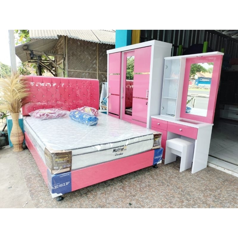 Set kamar pink ( dipan plus kasur uk 160x200)