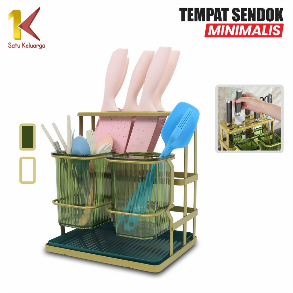 Satu Keluarga Tempat Sendok Garpu Sumpit Gantung Set Hole Knife C997 Cutlery Holder Rak Dinding Temp