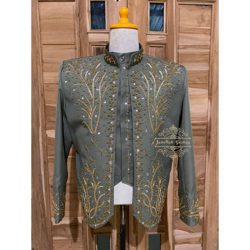 Beskap pengantin jawa || beskap jawa solo || Beskap pengantin sage green || Beskap semiwoll || Beska