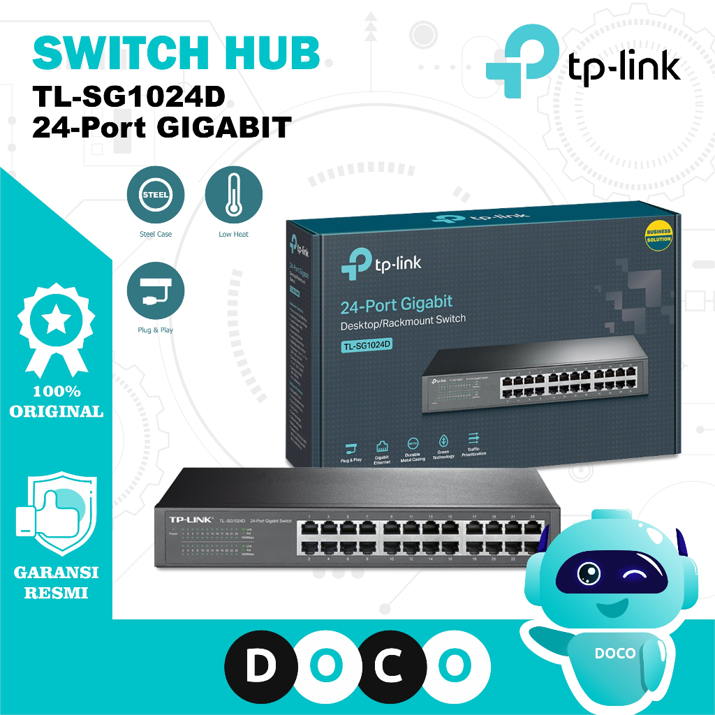 TP-LinkSwitch Hub TL-SG1024D 24-Port Gigabit Desktop Network LAN Rackmount Switch 24 Port