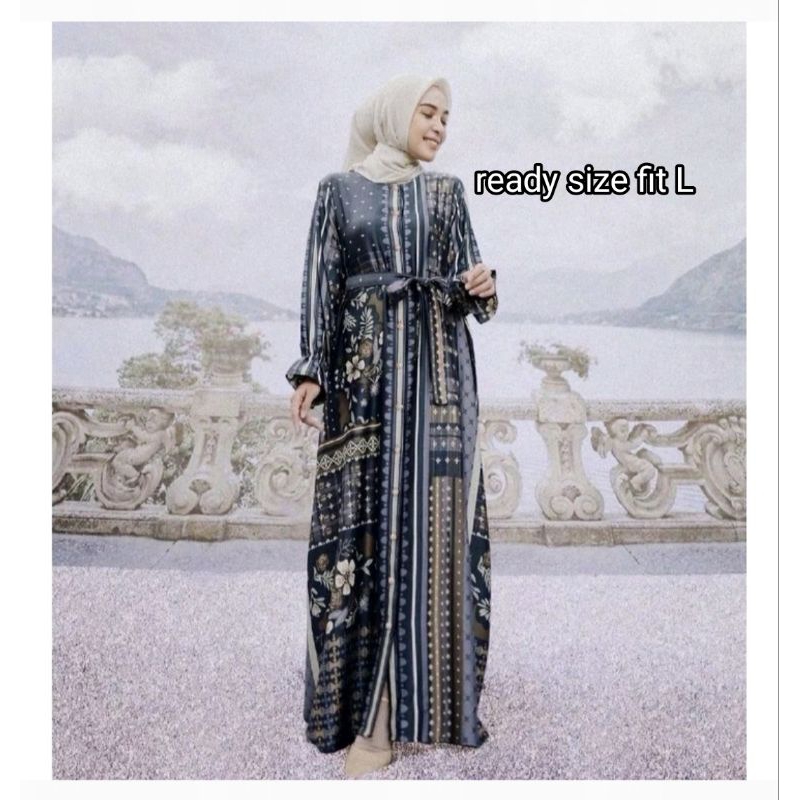 (preloved) Ready BINAR DRESS navy by Vanilla Hijab