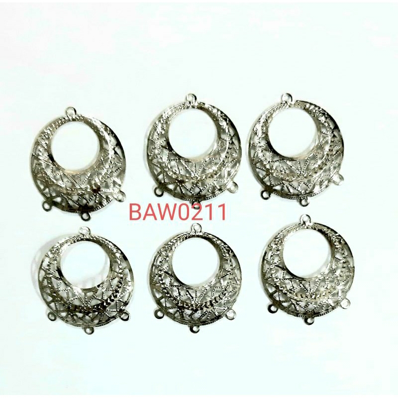 plat anting-anting bulat 3 lubang isi 6 pcs
