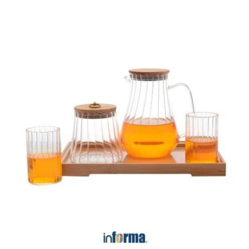 Informa Appetite Pitcher Set Borosilicate Glass Anti Pecah Isi 5 Pcs (Baru & Ori)