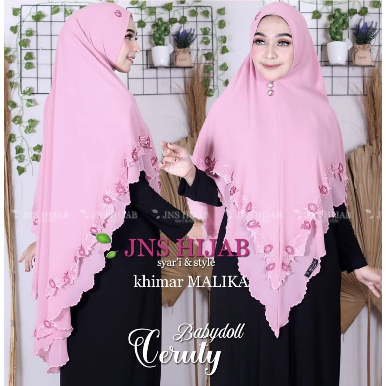 HEMAT KHIMAR MALIKA/KHIMAR BORDIR/HIJAB CERUTY BORDIR ORIGINAL JNS HIJAB