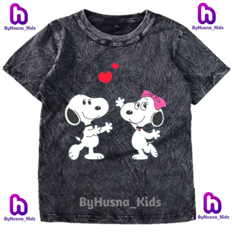 BAJU WASHED ANAK KAOS ANAK SNOOPY ATASAN ANAK PEREMPUAN ANAK CEWEK UNISEX PAKAIAN ANAK BAHAN PREMIUM