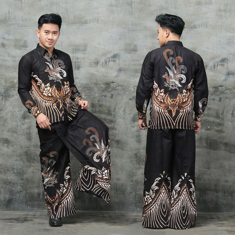 SETELAN KEMEJA KOKO & SARUNG CELANA BATIK PRIA DEWASA MOTIF WAYANG TERBARU
