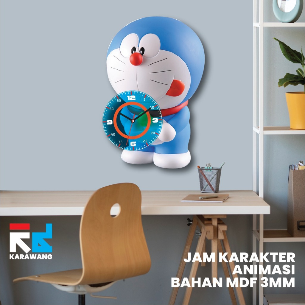 JAM DINDING KARAKTER DORAEMON DENGAN FITUR JAM ANALOG DI LENGKAPI LED RAINBOW