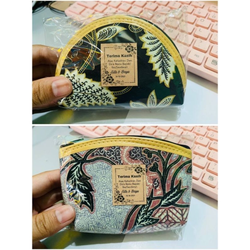 Paket 50 Pcs souvenir dompet batik 11x7cm sudah kemas lengkap plus kartu ucapan request