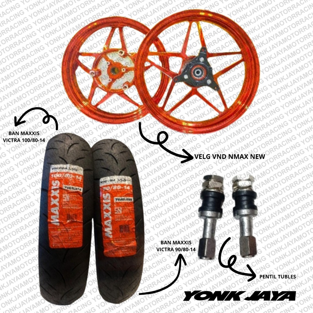 PAKET VELG VND BINTANG+BAN MAXXIS VICTRA+PENTIL TUBLES NMAX NEW ORANGE
