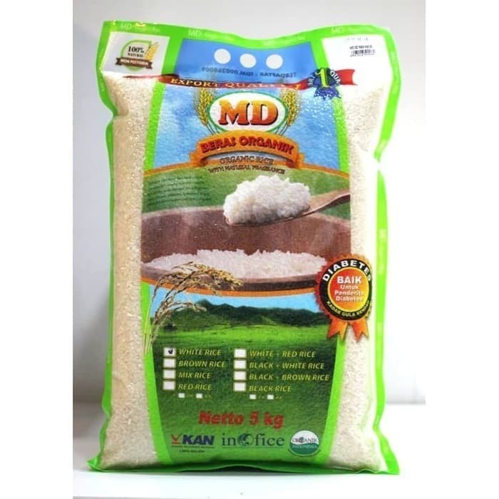 

MD Organic White Rice (Pandan Wangi) - Beras Sehat - Pulen - Organik - 5kg
