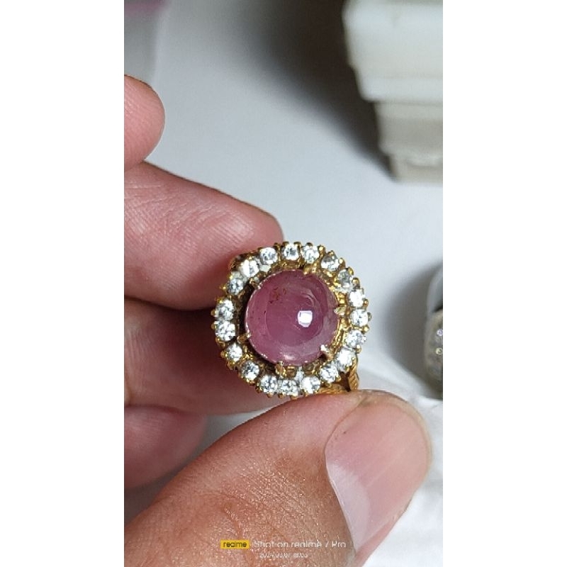 cincin cewek natural ruby star ring perak