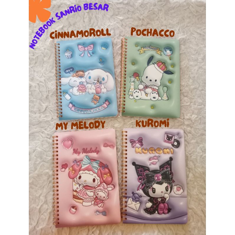 

Notebook ring 3D spiral Sanrio UK besar kuromi/ pochacco/ cinnamonroll