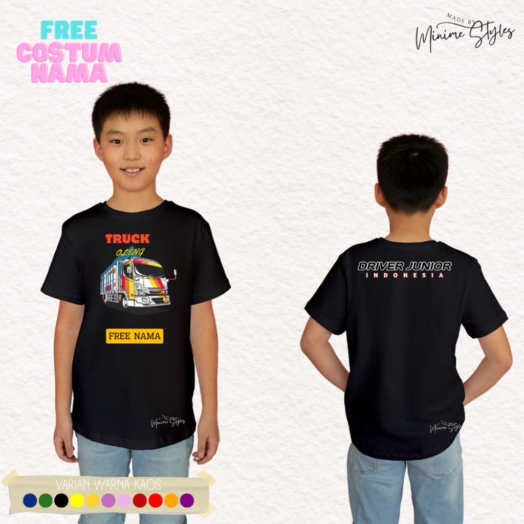 BAJU KAOS TRUK OLENG ANAK 2-12 TAHUN KAOS ANAK  GAMBAR TRUCK OLENG KAOS ANAK LAKI LAKI KARAKTER