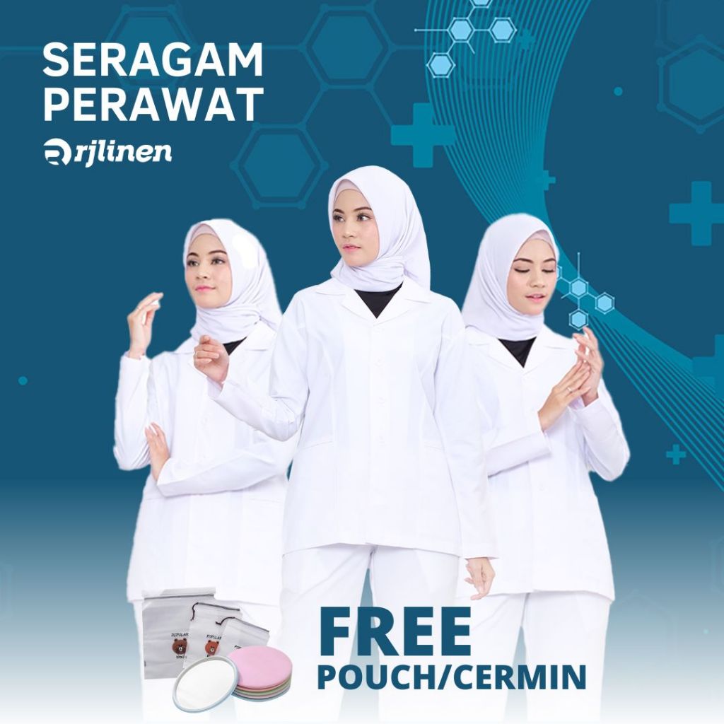 Seragam Dinas Perawat / Seragam perawat putih / Baju Dinas Perawat / Baju dinas putih wanita