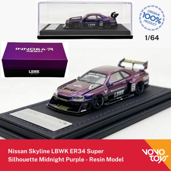 Promo Inno 1/64 Resin Nissan Skyline LBWK ER34 Silhouette Midnight Purple Limited