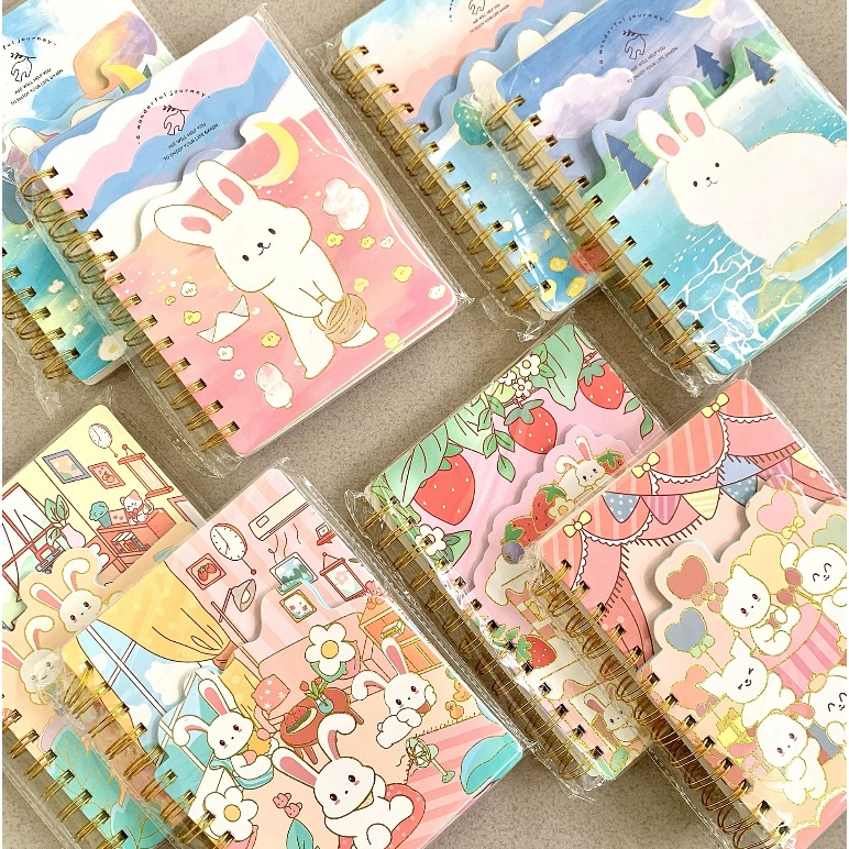 Notebook Spiral Bunny Aesthetic 2 Layer - Buku Tulis A5  - Buku Notes Catatan - Buku Spiral - Notes 